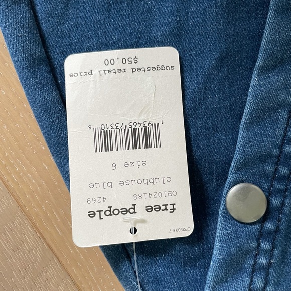 Free People Notched Denim Mini Skirt - Picture 4 of 5